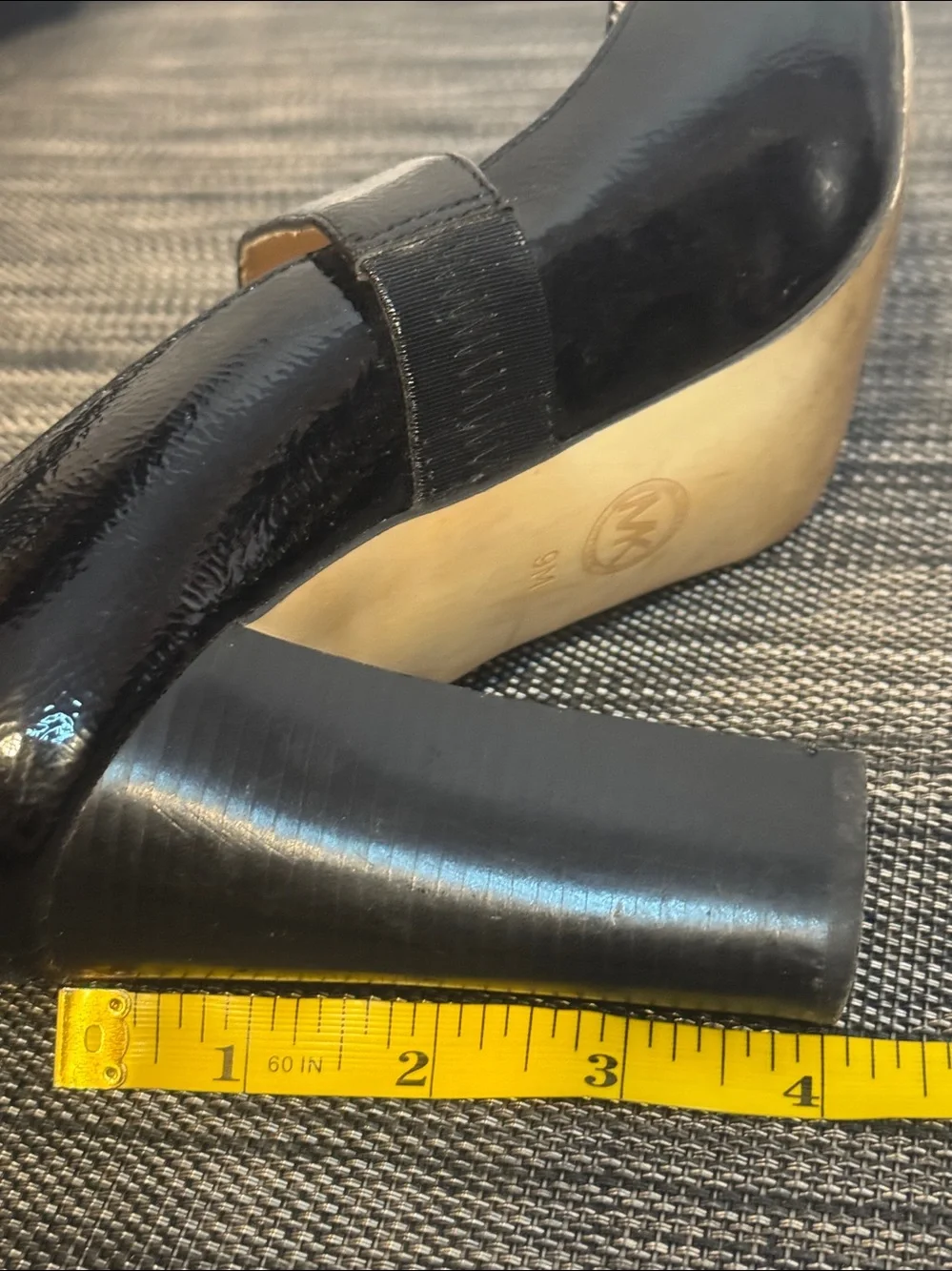 Michael Kors Chandler Mary Jane Peep Toe Heels Black Patent Leather